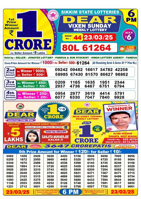 dear lottery 23 tarik|Lottery Sambad 23 Tarik Draw Result 1 PM 6 PM 8 PM.